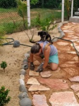 Helping Patty with a project in the garden